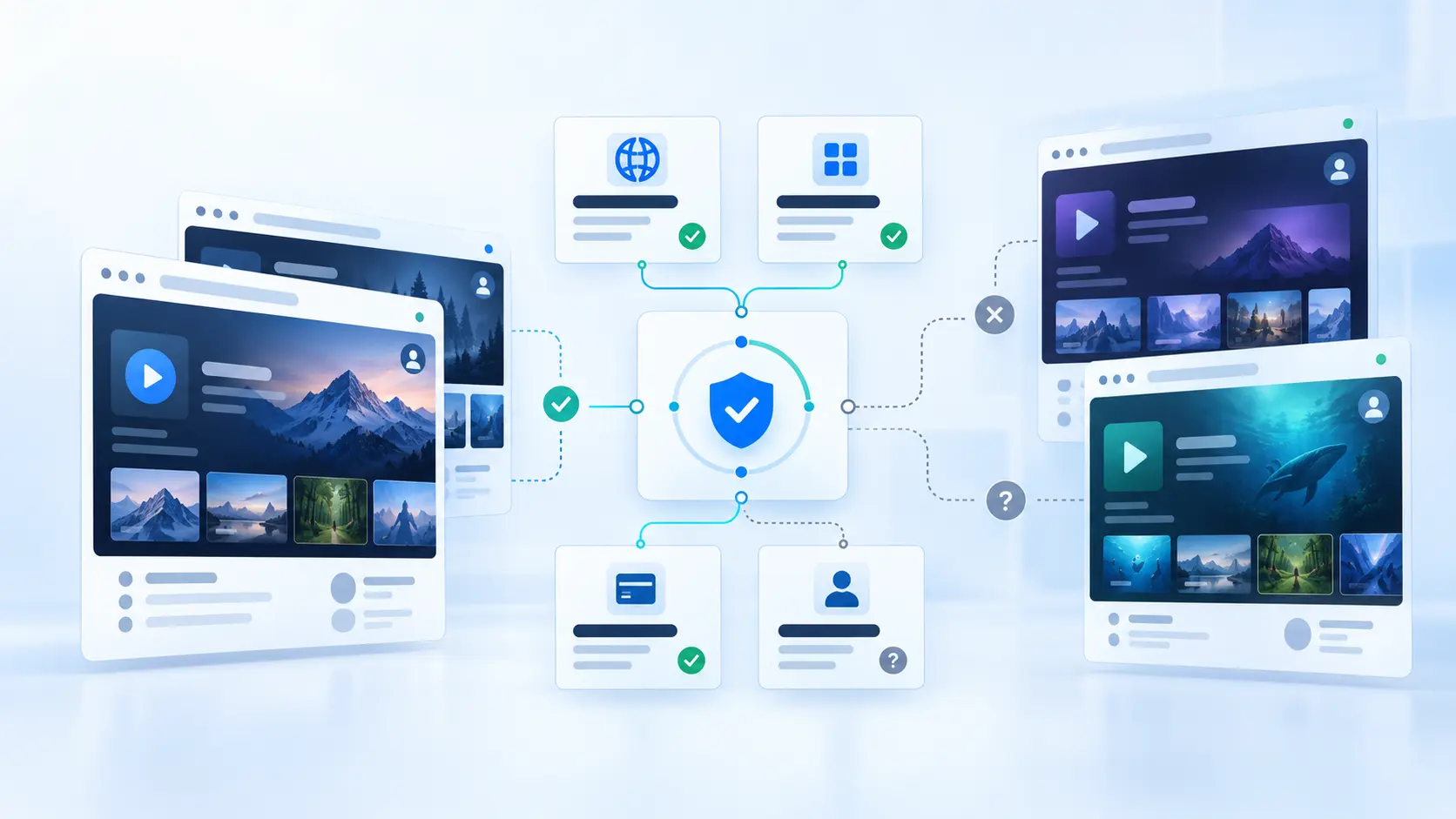 Illustration comparing domains, app publishers, and streaming provider identities